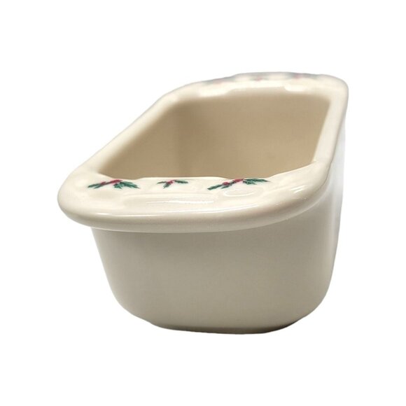 Longaberger Sweetener Sugar Packet Holder Holly Christmas Ceramic Woven Traditio - Picture 4 of 12